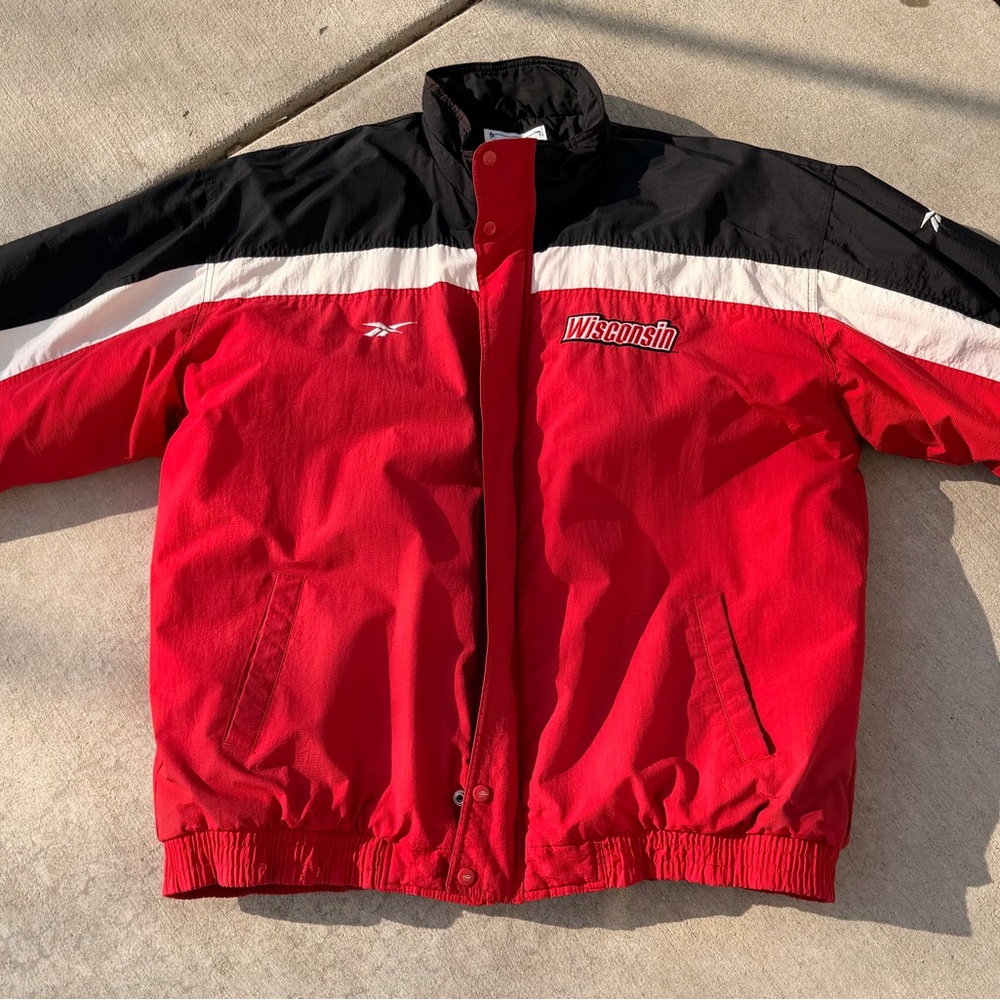 Vintage Reebok Wisconsin Red and Black Jacket